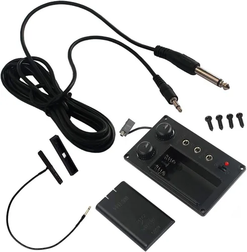Miniatura 8 de Alnicov Negro eléctrico violín silencioso EQ Pickup Piezo con enchufe agujero cable violín traje cuerdas instrumentos piezas