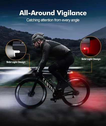 Miniatura 2 de Zewdov Super Bright Bike Lights for Night Riding, Adjustable Modes Bicycle Lights Front and Rear, Rechargeable & IP65 Waterproof Bike Headlight and