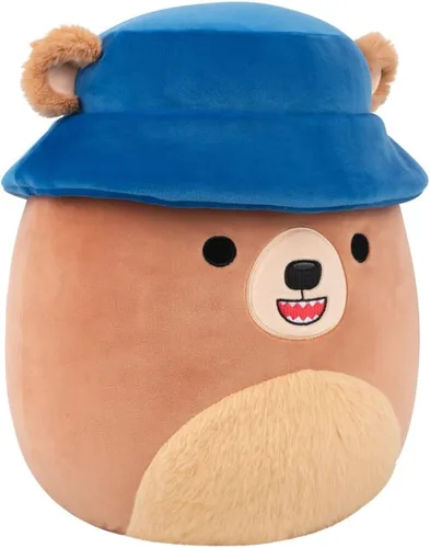Miniatura 2 de Squishmallows Stokely el oso Kodiak marrón original de 12 pulgadas con vientre mullido y sombrero de pescador, peluche oficial de Jazwares
