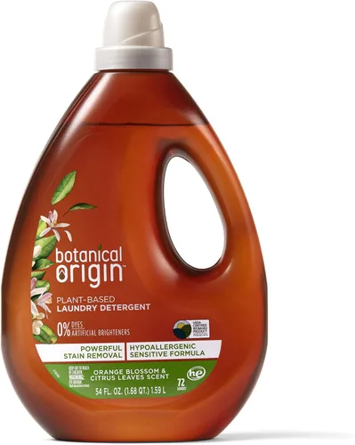 Botanical Origin Detergente para ropa a base de plantas Azahar y hojas de cítricos, 54 oz (72 cargas)