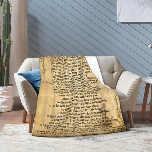 Miniatura 6 de Manta de salmo 91, regalos cristianos (50 x 40 pulgadas), manta religiosa, suave, ligera, acogedora manta de felpa cálida para mujeres y hombres