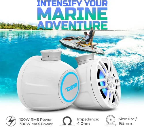Miniatura 2 de DS18 CF-PS6 - Altavoces de torre Wakeboard de 2 vías con luces RGB integradas - 300 MAX - Perfecto para motos acuáticas, ideal para ATV, UTV, Jeep