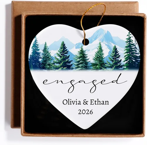 Miniatura 20 de Adorno personalizado para casados de primera Navidad 2026, regalos de compromiso para parejas, adorno de boda personalizado para recién casados