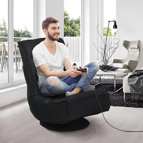 Miniatura 7 de ERGOMASTER Silla plegable reclinable para juegos con giro de 360 grados, 5 posiciones ajustables (negro)