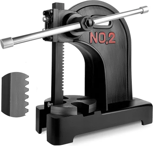 Prensa de árbol de 2 toneladas con rueda de mano, prensa manual de hierro fundido resistente de 2 toneladas, altura máxima de 8.7 pulgadas, máquina