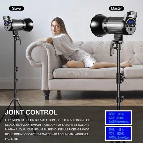 Miniatura 3 de GVM Great Video Maker Luz de video LED bicolor de 100 W con soporte Bowens, control de aplicación, caja de luz de linterna, regulable 3200K-5600K