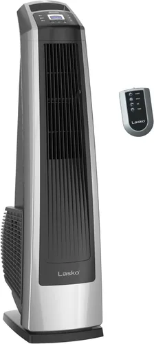 Lasko U35115 - Ventilador de torre oscilante de alta velocidad para habitación, garaje, sótano y gimnasio con control remoto, temporizador, 3