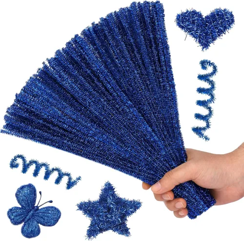 Miniatura 11 de Hssugi Limpiapipas plateadas, 100 piezas de limpiadores de pipas para manualidades, limpiadores de pipas dorados con purpurina a granel