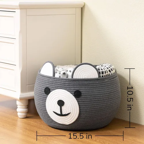 Miniatura 4 de CherryNow Woven Rope Basket, Bear Baskets for Gifts Empty, Large Storage Basket for Living Room Nursery, Decorative Animal Baskets with Handles
