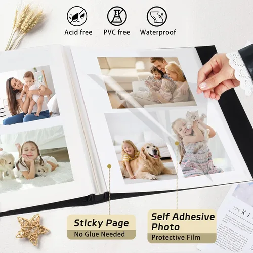 Miniatura 2 de RECUTMS - Álbumes de fotos de 60 páginas con tapa de cuero para manualidades, álbum de fotos autoadhesivo de 4x6, 5x7, 8x10, álbum de fotos Rosa