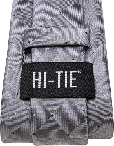 Miniatura 208 de Hi-Tie Corbata clásica de cachemira para hombre con pañuelo y gemelos a cuadros