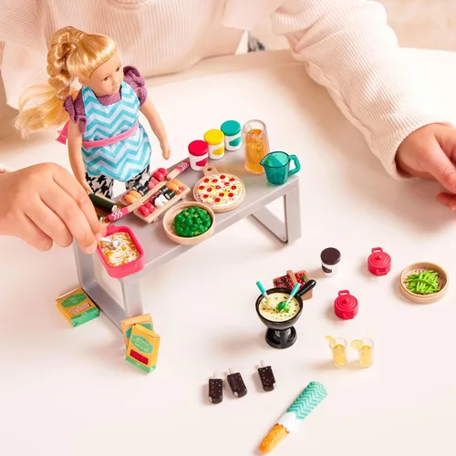 Miniatura 3 de Lori Comida de juego para muñecas mini - Accesorios de cocina para muñecas de 6 pulgadas - Pizza, Sushi, postre - Juego de casa de muñecas