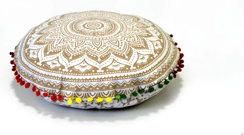 Miniatura 10 de CRAFT KALA Funda de cojín redonda de 22 pulgadas, diseño de mandala bohemio, para meditación, para sala de estar, sala de yoga, hogar, dormitorio