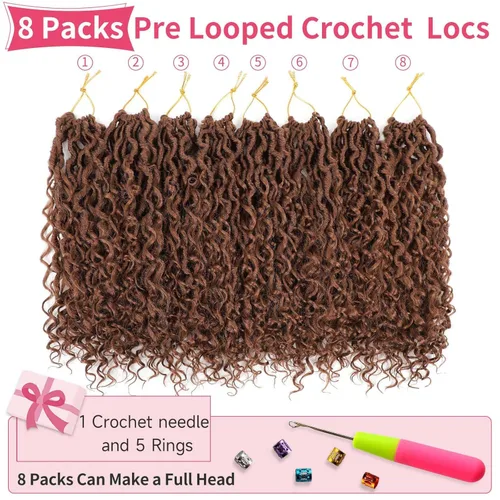 Miniatura 110 de Alicoco Goddess Locs Cabello de Ganchillo 12 Pulgadas 8 Paquetes Rastas Sintéticas de Ganchillo Para Mujeres Rastas Suaves Boho Pre-enrolladas River