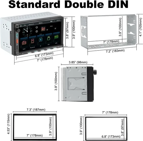 Miniatura 8 de Estéreo de auto doble DIN con pantalla táctil de 7 pulgadas, compatible con Apple CarPlay, Android, Bluetooth, radio AM/FM, USB, carga rápida 3A