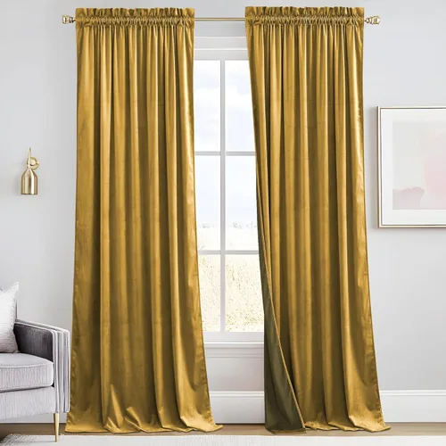 Miniatura 93 de RYB HOME Cortinas de terciopelo verde oliva de 72 pulgadas de largo, cortinas opacas con aislamiento térmico, tratamiento de ventana, decoración