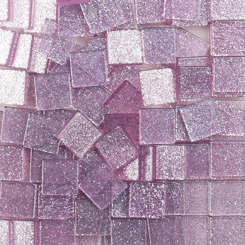 Miniatura 14 de Mosaico cuadrado de 100 unidades/0.88 oz de colores mezclados de la serie de cristal brillante, azulejos de mosaico de vidrio de resina, mosaico