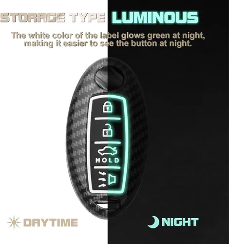 Miniatura 5 de x xotic tech Funda para llavero inteligente con patrón de fibra de carbono con llavero compatible con Infiniti EX FX X G JX M Q X Nissan Altima