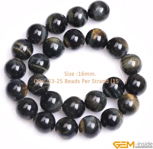 Miniatura 2 de GEM-Inside Cuentas sueltas de gema de Ojo de Tigre Azul Natural de 16mm, Piedra de Energía de Cristal Redonda para Hacer Joyas 15