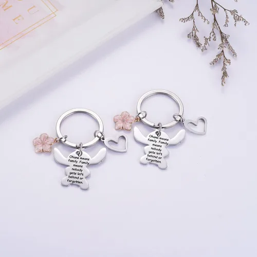 Miniatura 2 de Ralukiia - Collar con la frase Ohana mean family llavero con forma de Stitch regalos de joyería para niños y niñas