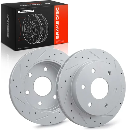 Miniatura 10 de A-Premium Rotores de freno de disco perforados y ranurados delanteros de 11.81 pulgadas (11.811 in) compatibles con modelos seleccionados de Hyundai