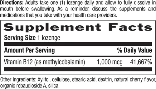 Miniatura 6 de Country Life Metil B12, soporta energía y resistencia, 1000 mcg, 60 pastillas, certificado sin gluten, certificado vegano