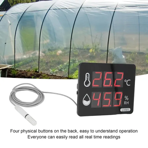 Miniatura 6 de Medidor de humedad de temperatura digital con sonda externa Pantalla LED termómetro higrómetro