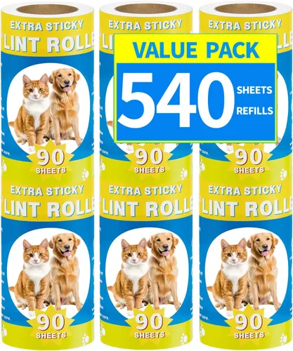 Miniatura 8 de Recambios de rodillo de pelusa grande para pelo de mascotas de 6.3 pulgadas, 360 hojas, suplemento extra adhesivo para eliminación de pelo de gatos