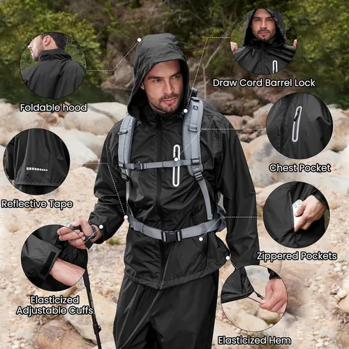 Miniatura 5 de SWISSWELL Trajes de lluvia impermeables y ligeros para hombres y mujeres, chaqueta y pantalones para golf, senderismo, viajes