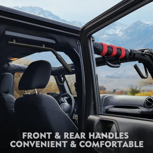 Miniatura 2 de Xprite Kit de 4 piezas de asas de agarre de aluminio delanteras y traseras, asas de barra de protección resistentes compatibles con 2007-2018 Jeep
