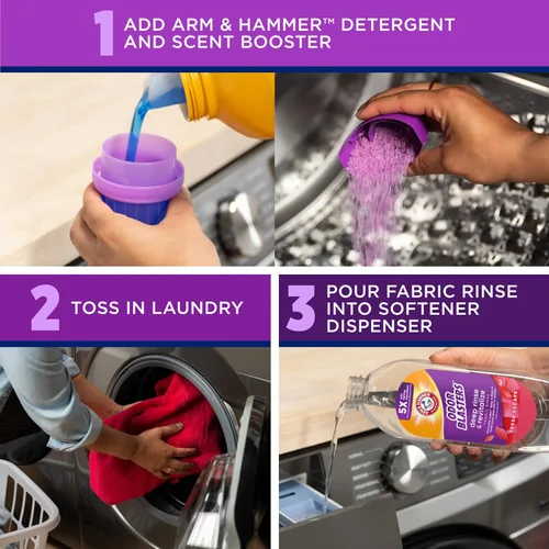 Miniatura 8 de ARM & HAMMER Odor Blasters Enjuague Profundo y Revitalizante para Telas, Aditivo para Lavandería, Elimina Sudor y Olores a Humedad, Aroma Fresh