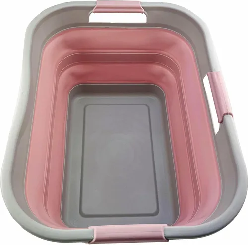 SAMMART Cesta plegable de plástico de 30 L (8 galones) para lavandería, contenedor de almacenamiento plegable y organizador, tina de lavado