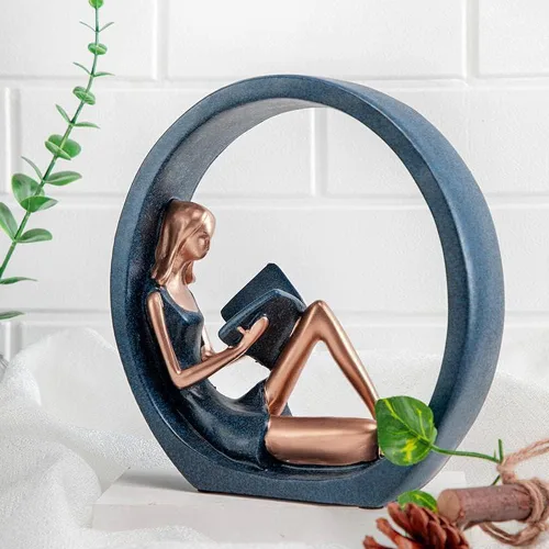 Miniatura 5 de EKDJKK Estatuilla de resina leyendo un libro, estantería de yoga para niña, decoración estética, escultura, pieza de acento, esculturas artísticas