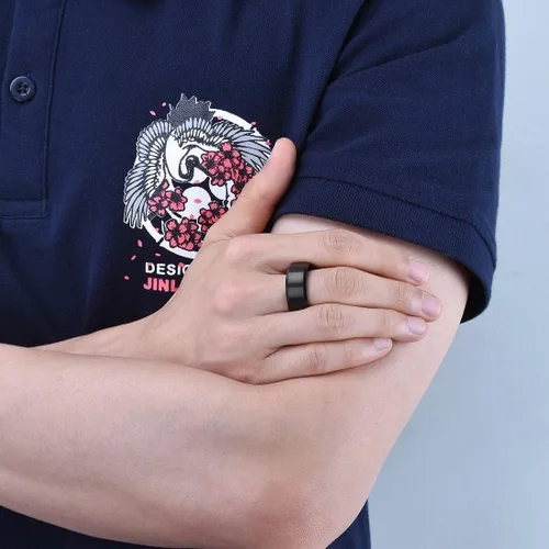 Miniatura 114 de King Will Anillo de boda de tungsteno para hombre, disponible en 15/64 a 25/64 de pulgada (6 a 10 mm), negro/plata, acabado mate, borde pulido