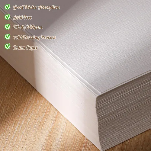 Miniatura 3 de 120 hojas de papel de acuarela a granel, papel prensado en frío de 140 lb/300 GSM, papel blanco para acuarela para niños, estudiantes, adultos