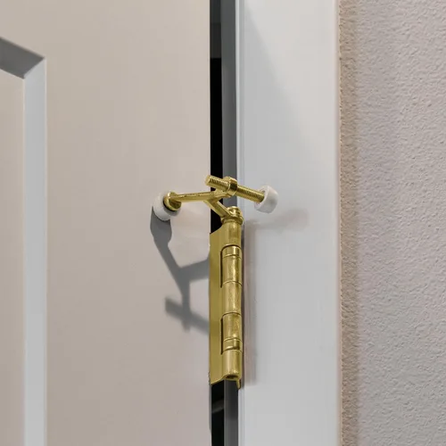 Miniatura 6 de Design House - Topes de puerta con resorte, puntas de goma acolchada, aleación de zinc resistente, fácil instalación, latón pulido, paquete de 10