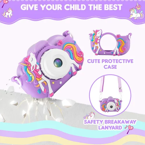 Miniatura 7 de Cámara para Niños Juguetes para Niñas de 3 4 5 6 7 8 Años, Cámara Selfie de Doble Lente HD de 48MP para Niños, Cámara Digital para Niños de Video HD