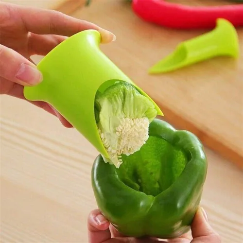 Miniatura 7 de Juego de 2 descorazonadores de pimienta, removedor de descorazonador de frutas, herramienta de cocina para jalapeño, pimientos, pepino, tomate y más