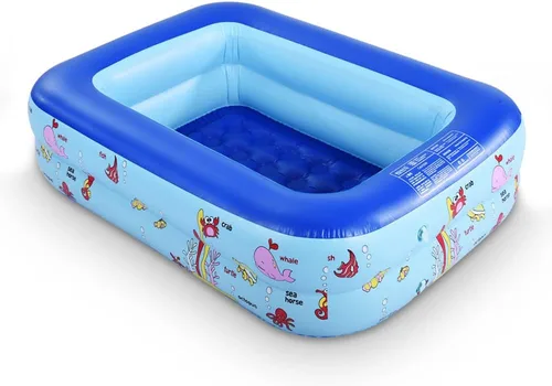Piscina inflable para niños, 45 x 33 x 14 pulgadas, piscina infantil con suelo suave inflable, bañera inflable Ocean World para interiores o