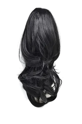 Miniatura 7 de Natural Mujeres Onduladas Chic Garra Pinza Pinza Cola de Caballo Coqueto Capa Extensión de Pelo 14" Rizado Fibra de Alta Temperatura Extensión de 1#