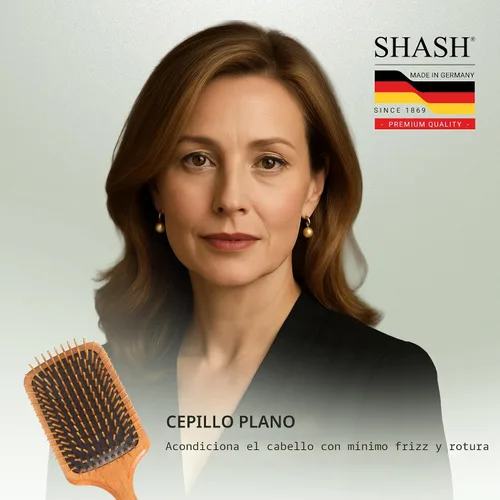 Miniatura 6 de SHASH Desde 1869 Fabricado en Alemania Cepillo de paleta de madera - Desenreda suavemente, peina, acondiciona el cabello con mínimo encrespamiento