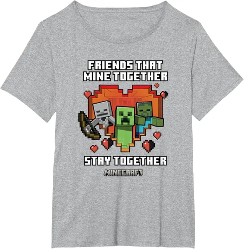Miniatura 18 de Minecraft Camiseta de San Valentín Friends That Mine Together Mobs, Negro
