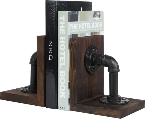 MyGift Sujetalibros Decorativos, Sujetalibros para Estantes, Sujetalibros de Metal para Libros Pesados, Decoración de Oficina para Hombres, Tope de