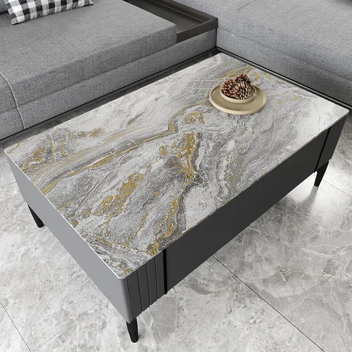 Miniatura 4 de VEELIKE Papel de contacto para encimera de mármol líquido dorado gris, impermeable, despegar y pegar para cocina, 15.7 x 354 pulgadas, papel tapiz