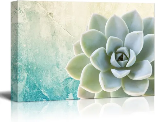 wall26 Lienzo decorativo para pared, diseño de planta suculenta sobre fondo de estilo retro, arte moderno para el hogar, listo para colgar, 12.0 x