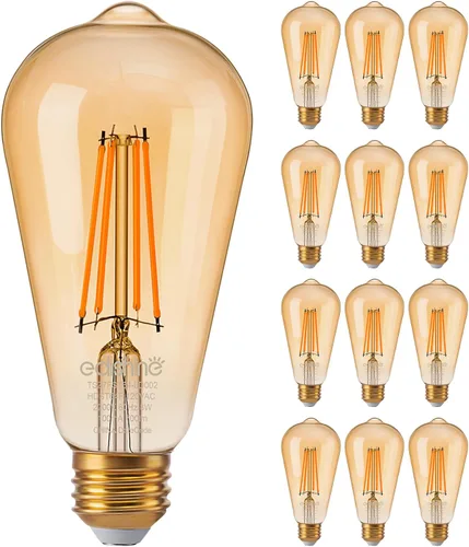 Miniatura 9 de EDISHINE Paquete de 6 Bombillas LED Edison Vintage 8W Equivalente a 60W, ST64 Bombillas LED Regulables, 700LM 2200K Luz Cálida Ámbar E26, Bombillas