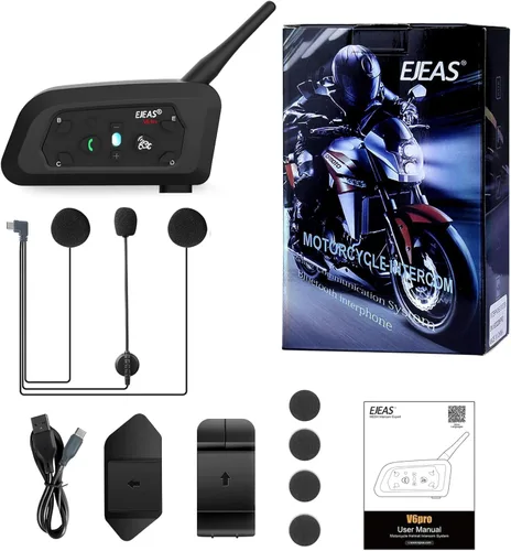 Miniatura 7 de EJEAS V6 Pro - Auriculares Bluetooth para motocicleta, sistema de comunicación de casco de intercomunicación para 2 conductores con respuesta