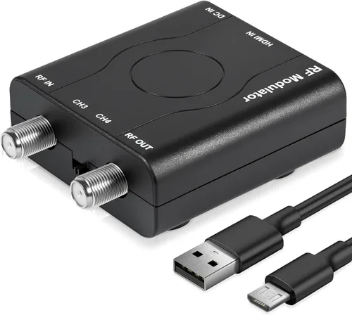 Modulador HDMI a RF, HDM61 VHF HDMI a RF adaptador convertidor para salida de formato NTSC de TV, control PLL 1080P para consola de juegos de TV en