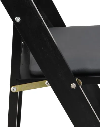 Miniatura 7 de Wood Folding Chair, Folding Chairs Set of 4, Upholstered Dining Chairs with Black Cushion, Stackable Collapsible Chair for Outside Indoor, Accent