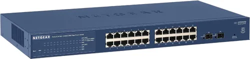 NETGEAR - Conmutador inteligente Gigabit Ethernet de 26 puertos (GS724Tv4) - Administrado, con 24 x 1G, 2 x 1G SFP, montaje en escritorio o rack, y